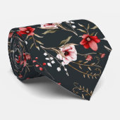 ヴィンテージフローラエレガント模様水彩フラワー ネクタイ (ロール)