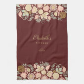 ヴィンテージフローラエレガント燃焼 キッチンタオル (縦)