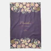 ヴィンテージフローラエレガント紫梅 キッチンタオル (縦)