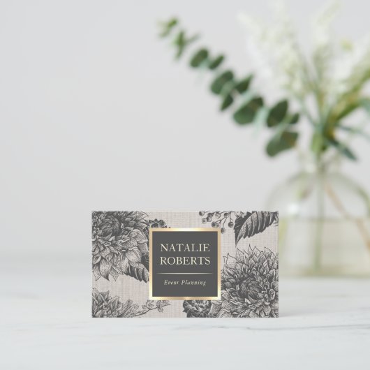 ヴィンテージフローラエレガント線イベント計画サロン 名刺 (スタンド正面)