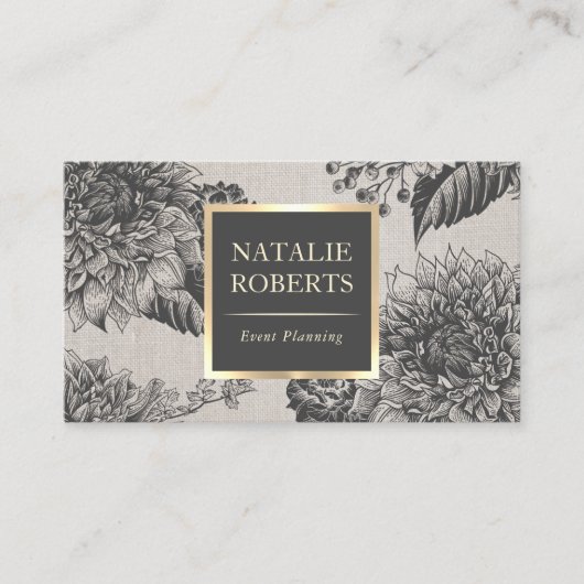ヴィンテージフローラエレガント線イベント計画サロン 名刺 (正面)