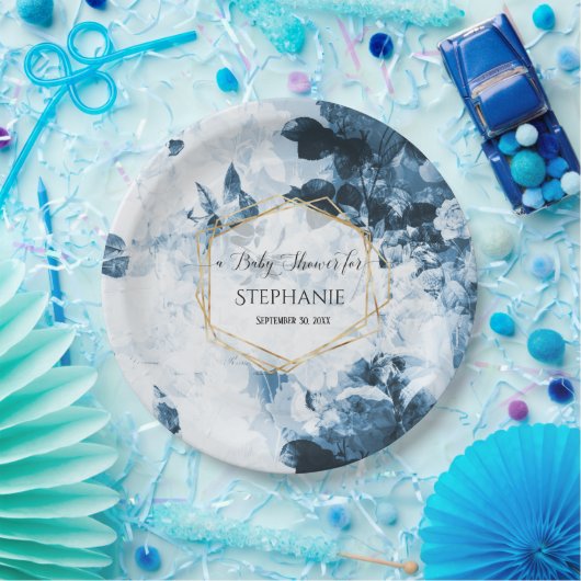 ヴィンテージフローラエレガント金ゴールド植物学用ベビーシャワー ペーパープレート (パーティー)