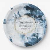 ヴィンテージフローラエレガント金ゴールド植物学用ベビーシャワー ペーパープレート (正面)