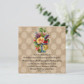 ヴィンテージフローラエンボス効果結婚式招待状 招待状 (スタンド正面)