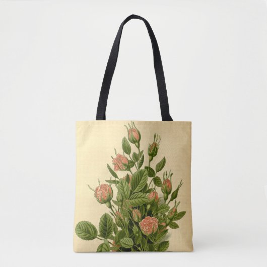 ヴィンテージフローラオレンジポンポンバラ自然植物学 トートバッグ (正面)