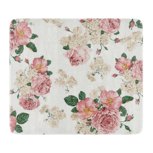 ヴィンテージフローラオン白 カッティングボード (正面)