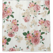 ヴィンテージフローラオン白 シャワーカーテン (正面)