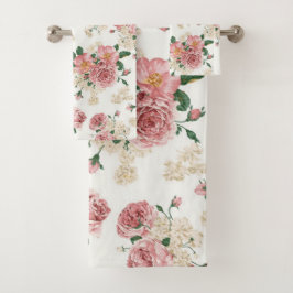 ヴィンテージフローラオン白 バスタオルセット