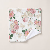 ヴィンテージフローラオン白 バスタオルセット (ウォッシュタオル)