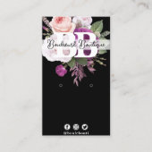 ヴィンテージフローラオン黒イヤリングジュエリーQRコード 名刺 (正面)