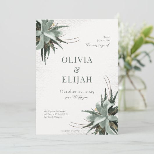 ヴィンテージフローラオーガニック多肉類招待状 招待状 (スタンド正面)