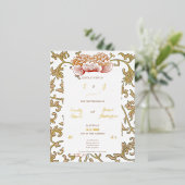 ヴィンテージフローラオーナメントバイオーウェンジョーンズクラシックズ 箔招待状ポストカード (立ち正面)