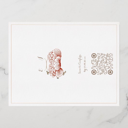 ヴィンテージフローラオーナメントバイオーウェンジョーンズクラシックズ 箔招待状ポストカード (裏面)