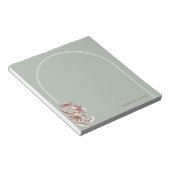 ヴィンテージフローラカスタムアーチメモ帳 – 緑 ノートパッド (アングル)