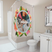 ヴィンテージフローラカスタムリングや輪文字フォトギフトブラウン シャワーカーテン (インサイチュ)