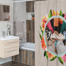 ヴィンテージフローラカスタムリングや輪文字フォトギフトブラウン シャワーカーテン