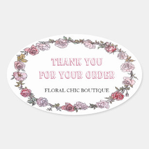 ヴィンテージフローラカスタムリースBusiness Thank You 楕円形シール