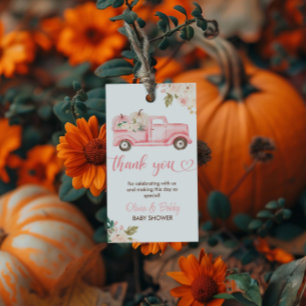 ヴィンテージフローラカボチャのトラック赤ちゃんシャワー ギフトタグ