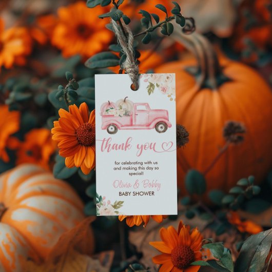 ヴィンテージフローラカボチャのトラック赤ちゃんシャワー ギフトタグ
