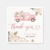 ヴィンテージフローラカボチャのトラック赤ちゃんシャワー スタンダードカクテルナプキン (正面)