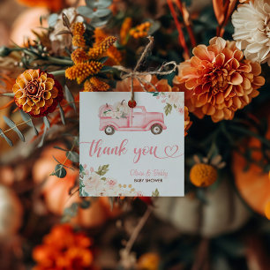 ヴィンテージフローラカボチャのトラック赤ちゃんシャワー フェイバータグ