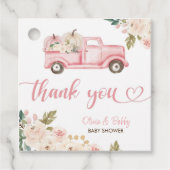 ヴィンテージフローラカボチャのトラック赤ちゃんシャワー フェイバータグ (正面)