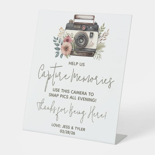 ヴィンテージフローラカメラの使い捨てカメラ方向 台座サイン (正面)
