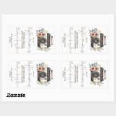 ヴィンテージフローラカメラの使い捨てカメラ方向 長方形シール (シート)