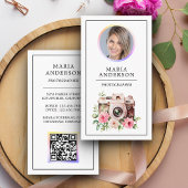 ヴィンテージフローラカメラフォトQRコードフォトグラファー 名刺