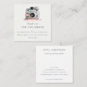 ヴィンテージフローラカメラ写真ありがとう注文 スクエア名刺 (正面/裏面)