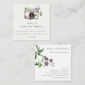 ヴィンテージフローラカメラ写真ありがとう注文 スクエア名刺 (正面/裏面)