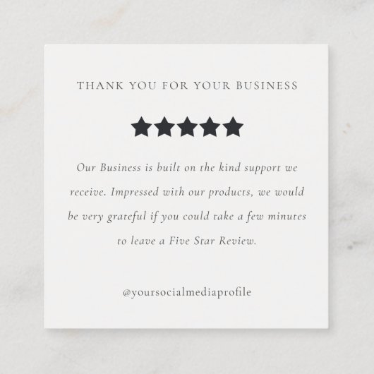 ヴィンテージフローラカメラ写真レビュー要求 スクエア名刺 (裏面)