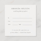 ヴィンテージフローラカメラ写真景品証 スクエア名刺 (裏面)