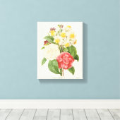 ヴィンテージフローラカメリアダッフォディルフラワーズバイルドゥート キャンバスプリント (インサイチュ (ウッドフロア))
