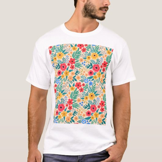 ヴィンテージフローラカラフル小花。 Tシャツ (正面)