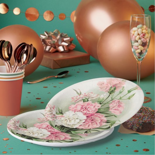 ヴィンテージフローラカーネーションズガーデンパーティー紙プレート ペーパープレート (複数)