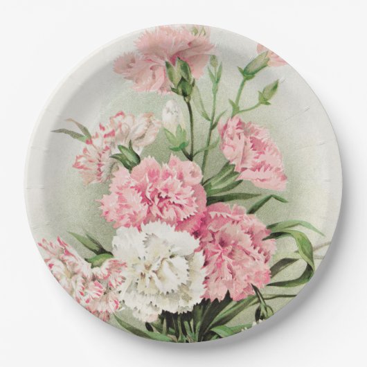 ヴィンテージフローラカーネーションズガーデンパーティー紙プレート ペーパープレート (正面)