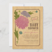 ヴィンテージフローラガーデンパーティーベビーシャワー招待状 招待状 (正面)