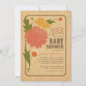 ヴィンテージフローラガーデンパーティーベビーシャワー招待状 招待状 (正面)