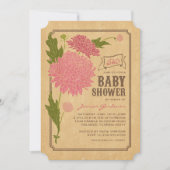 ヴィンテージフローラガーデンパーティーベビーシャワー招待状 招待状 (正面)