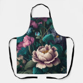 ヴィンテージフローラガーデンピーニーエレガントピンクバイオレット エプロン (正面)