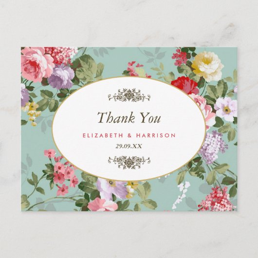 ヴィンテージフローラガーデンボタニッ結婚クサンキュー ポストカード (正面)