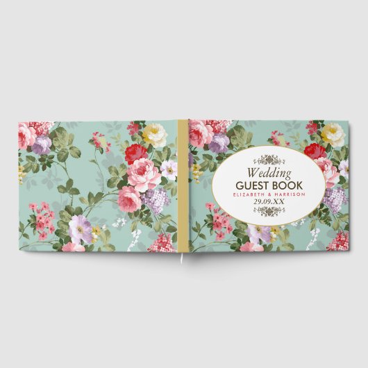 ヴィンテージフローラガーデンボタニッ結婚クス ゲストブック (全面)