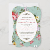 ヴィンテージフローラガーデンボタニッ結婚クス 招待状 (正面)