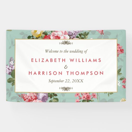 ヴィンテージフローラガーデンボタニッ結婚クス 横断幕 (横)