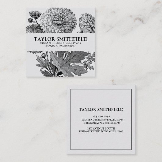 ヴィンテージフローラガーデン名刺 スクエア名刺 (正面/裏面)