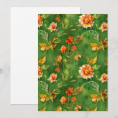 ヴィンテージフローラガーデン水彩シームレスパターン サンキューカード (正面/裏面)