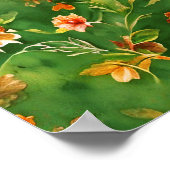 ヴィンテージフローラガーデン水彩シームレスパターン ポスター (角)