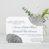 ヴィンテージフローラキクグレイティール（緑がかった色）アクア 招待状 (スタンド正面)