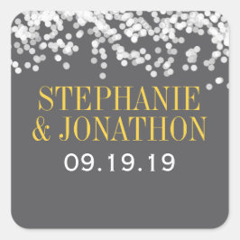 ヴィンテージフローラキク灰色と黄色 スクエアシール